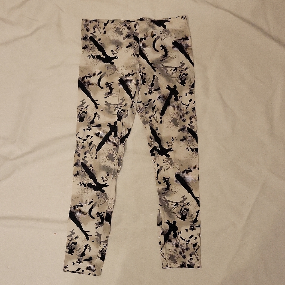 Kids Black and White Printed Leggings